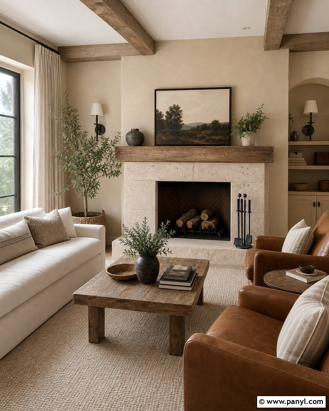 Beige Wall Paint With Stone Fireplace - 30 Beige Colour Wall Paint Ideas