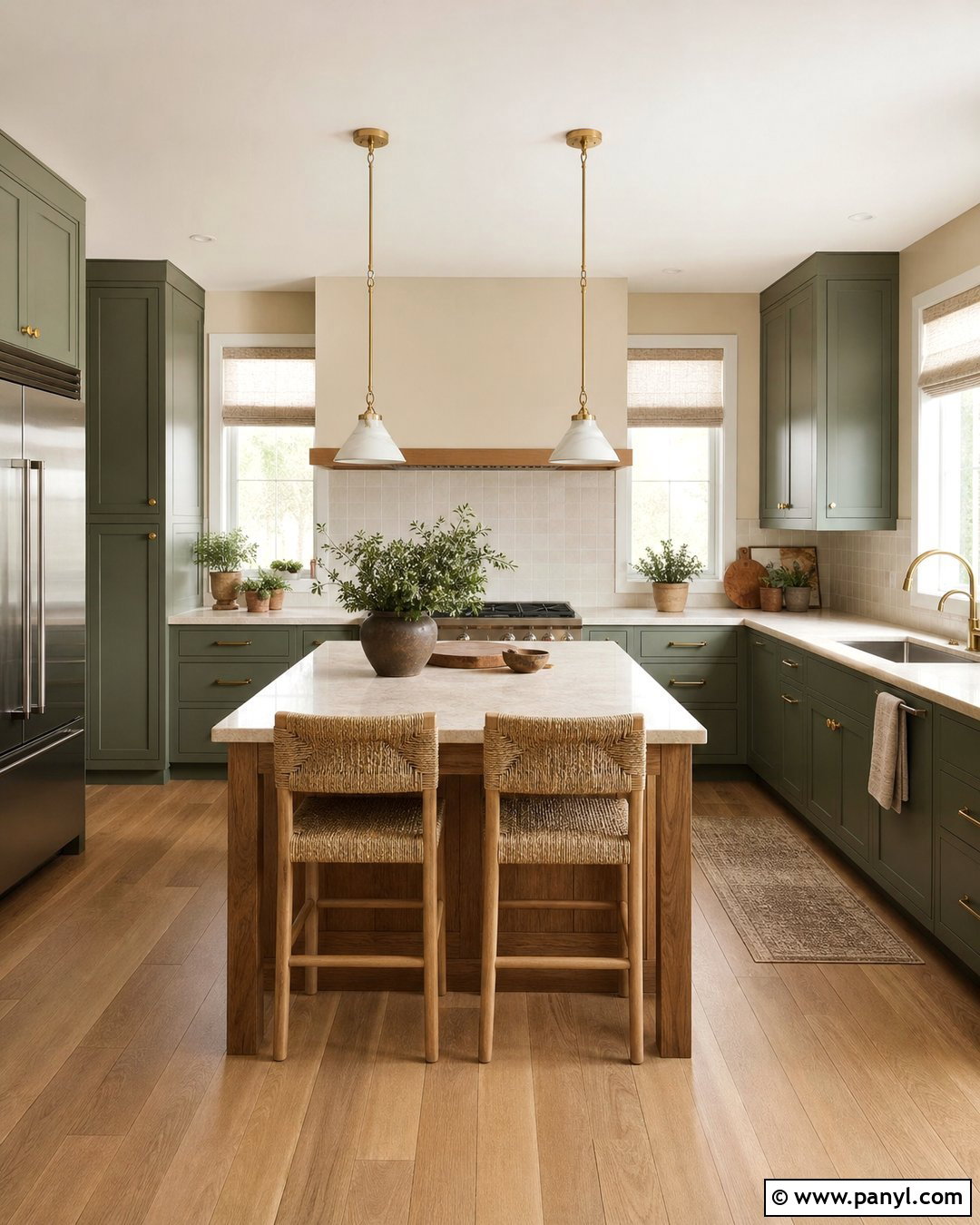 Beige Wall With Green Kitchen Cabinets - 35 beige colour wall ideas