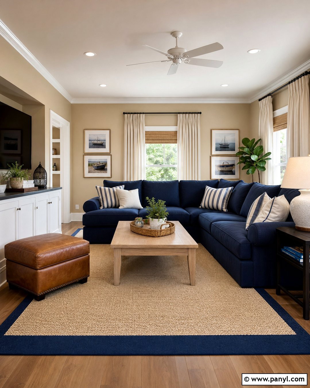 Beige Wall With Navy Blue Decor - 35 beige colour wall ideas