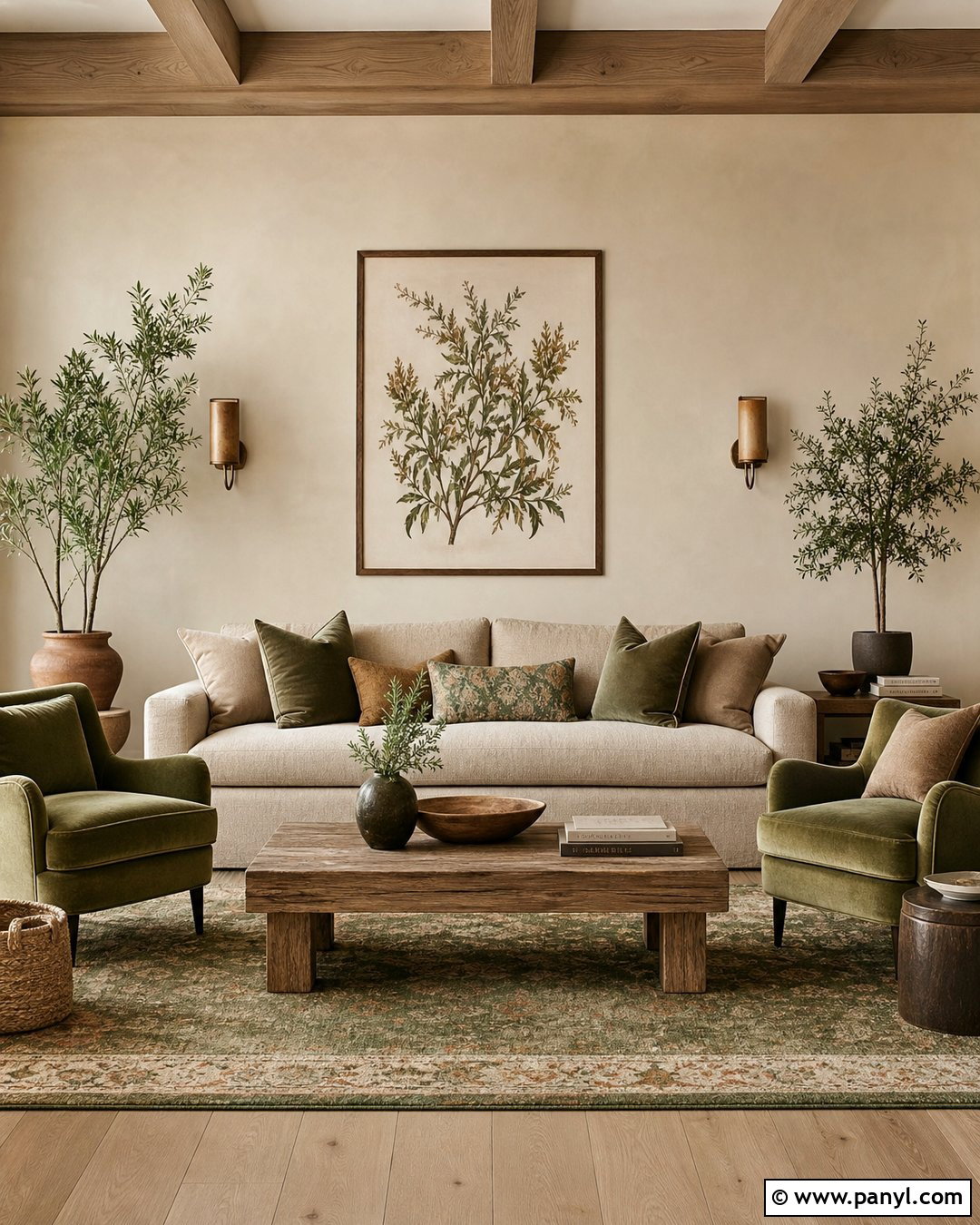 Beige Wall With Olive Green Decor - 35 beige colour wall ideas