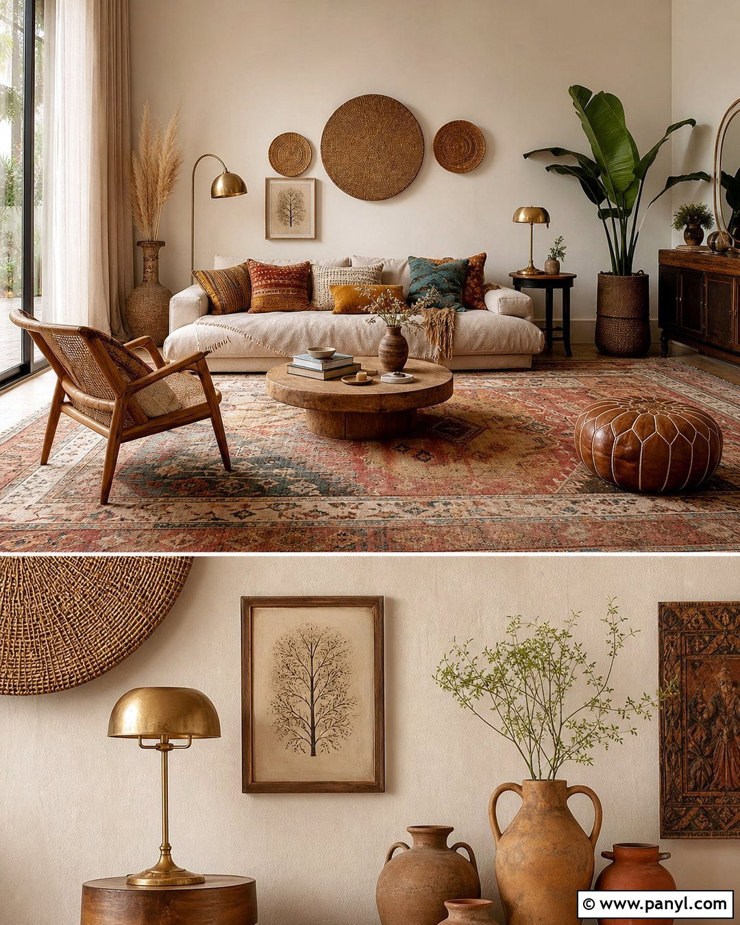 Beige Walls In Boho Living Room - 50 beige wall ideas