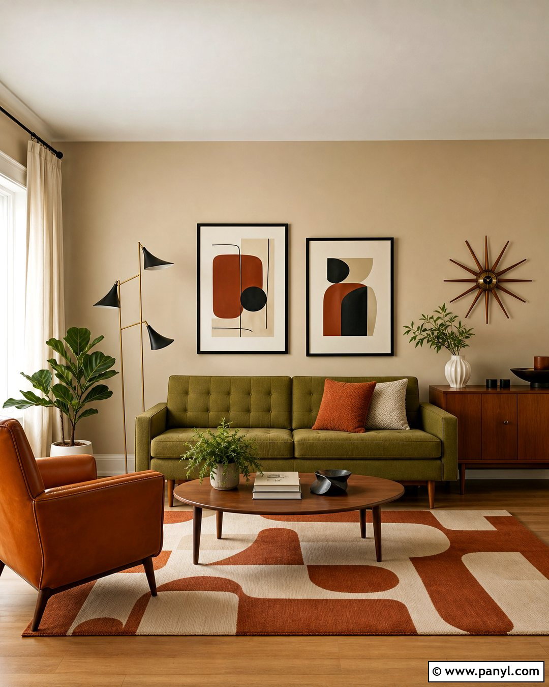 Beige Walls In Midcentury Living Room - 50 beige wall ideas