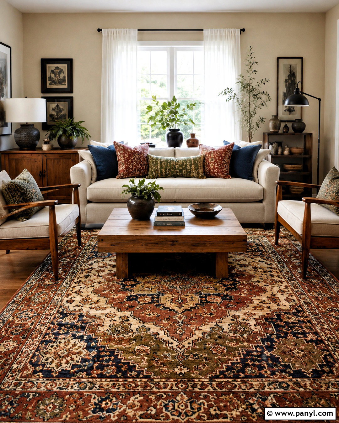 Beige Walls With A Colorful Rug - 20 beige walls living room decor ideas