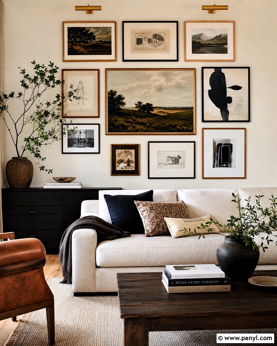 Beige Walls With A Gallery Wall - 20 beige walls living room decor ideas