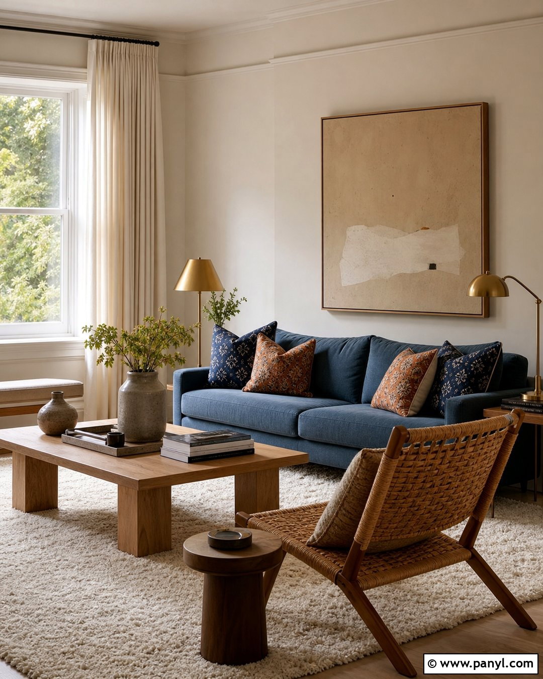Beige Walls With Blue Sofa - 50 beige walls