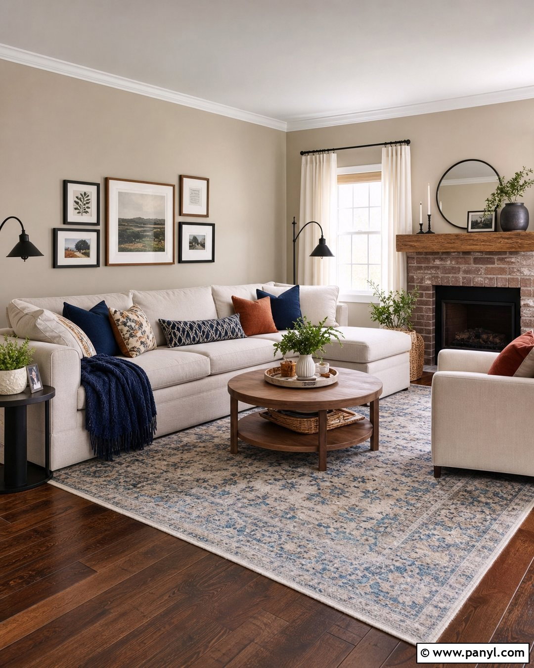 Beige Walls With Brick Fireplace - 50 beige wall ideas