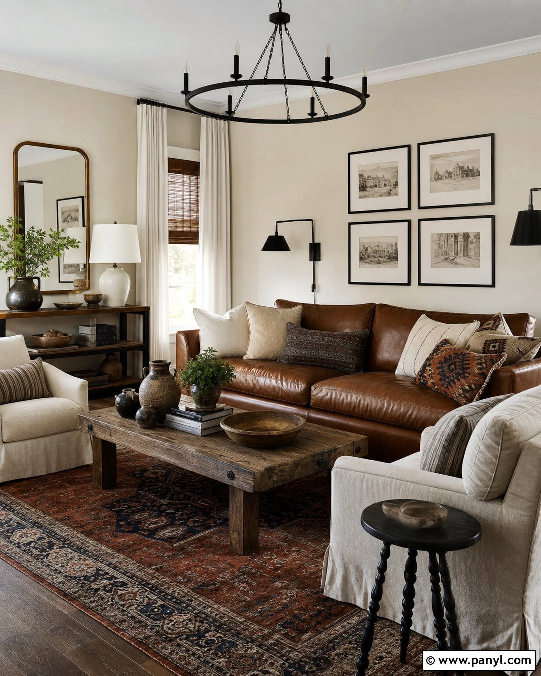 Beige Walls With Brown Leather Sofa - 50 beige walls
