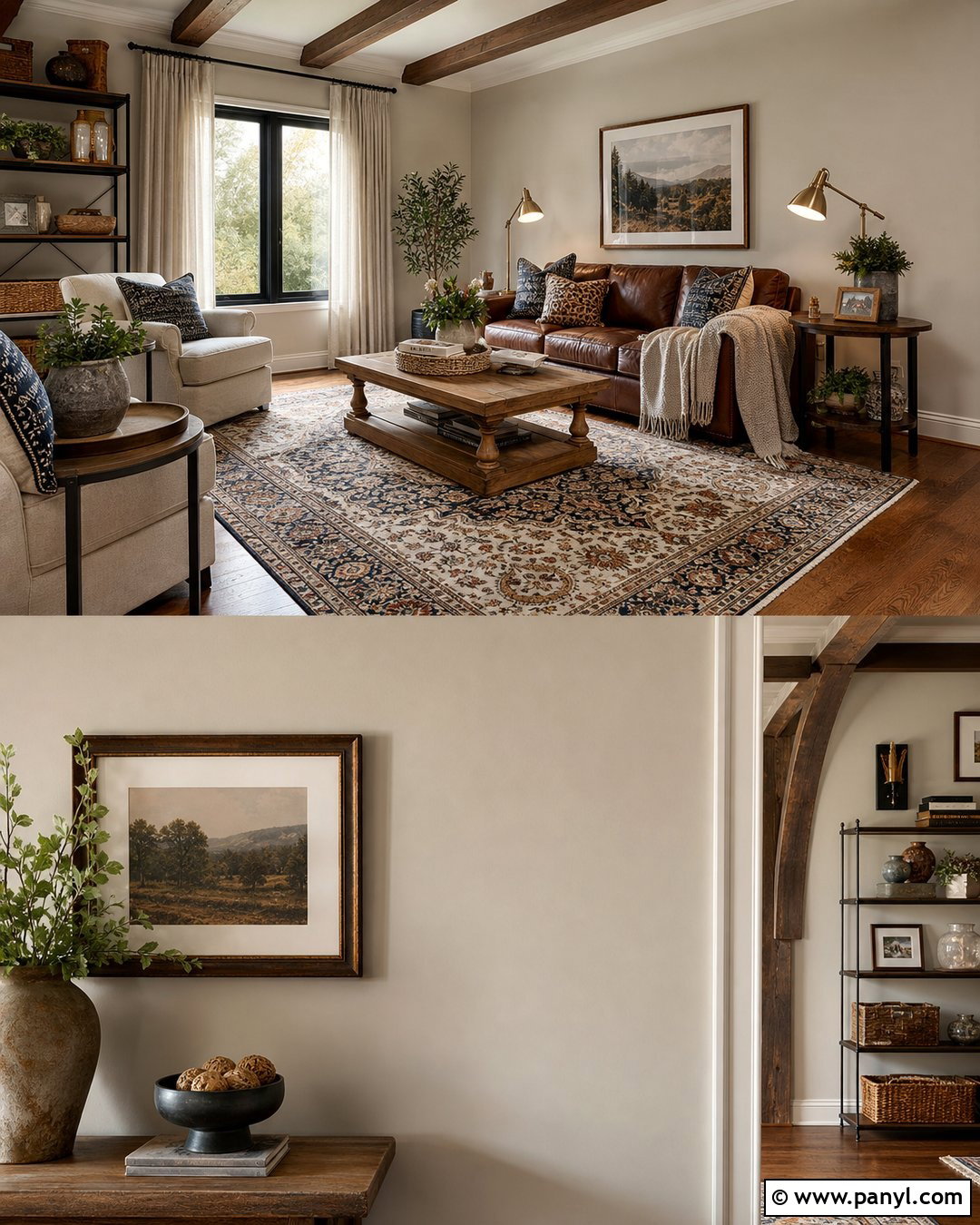 Beige Walls With Brown Leather Sofa - 50 beige wall ideas