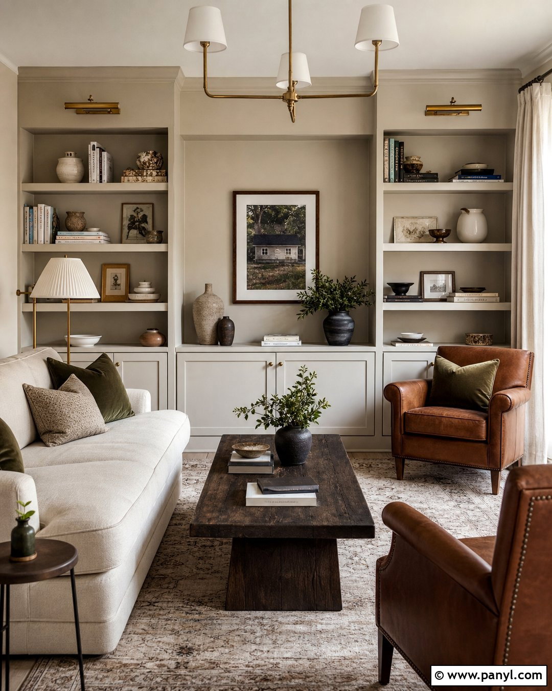 Beige Walls With Built-In Shelves - 50 beige walls