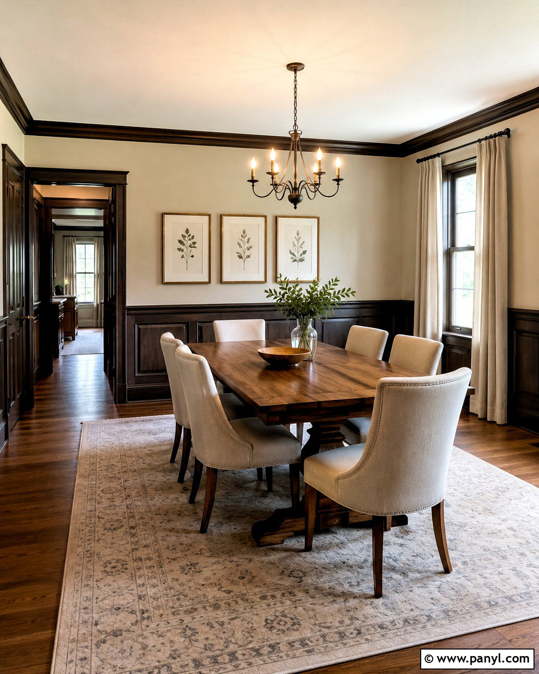 Beige Walls With Dark Brown Wainscoting - 40 light walls darker trim ideas