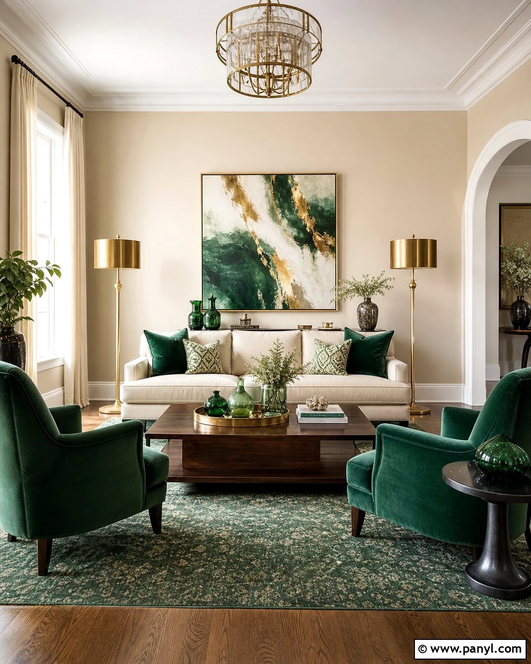 Beige Walls With Emerald Green Accents - 50 beige walls