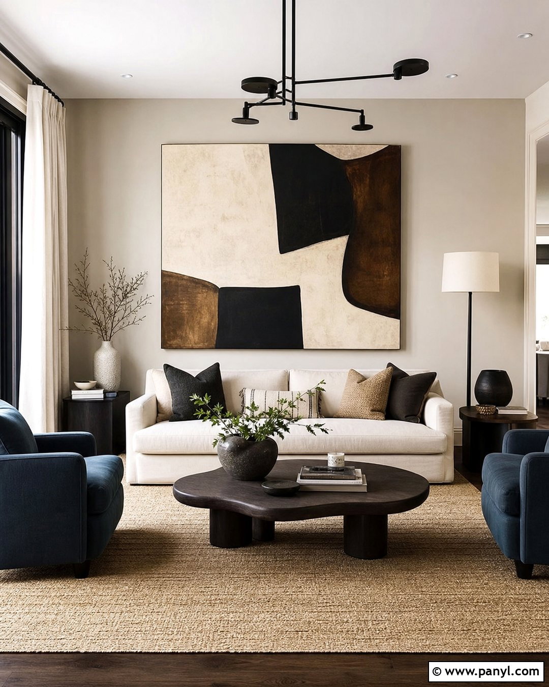 Beige Walls With Large Abstract Art - 50 beige walls