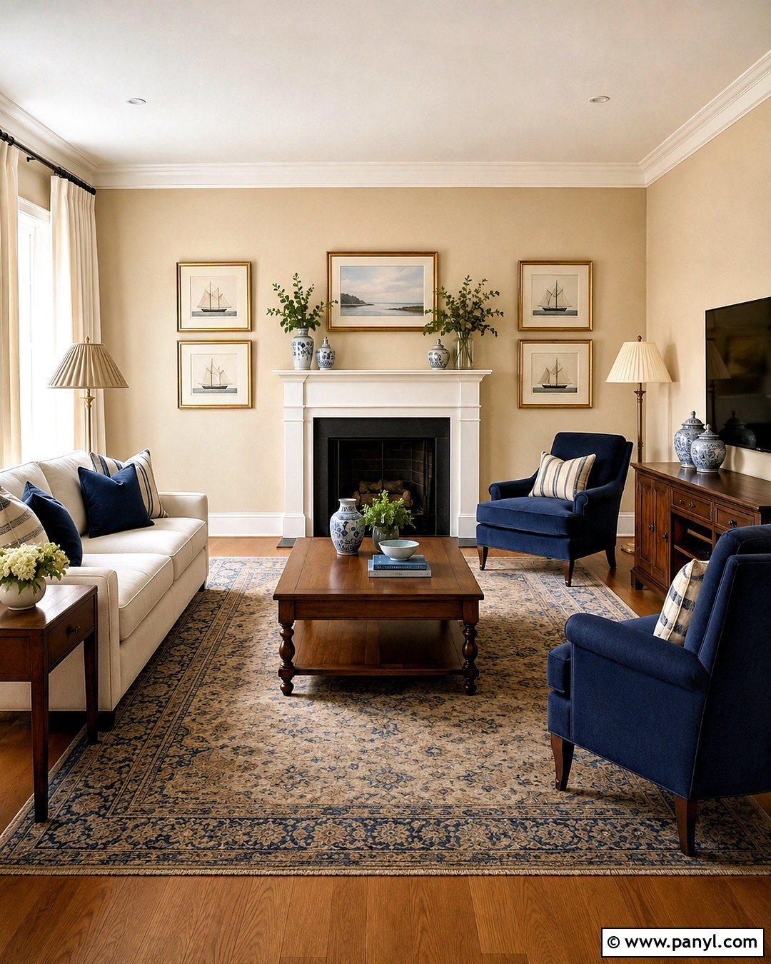Beige Walls With Navy Blue Decor - 20 beige walls living room decor ideas