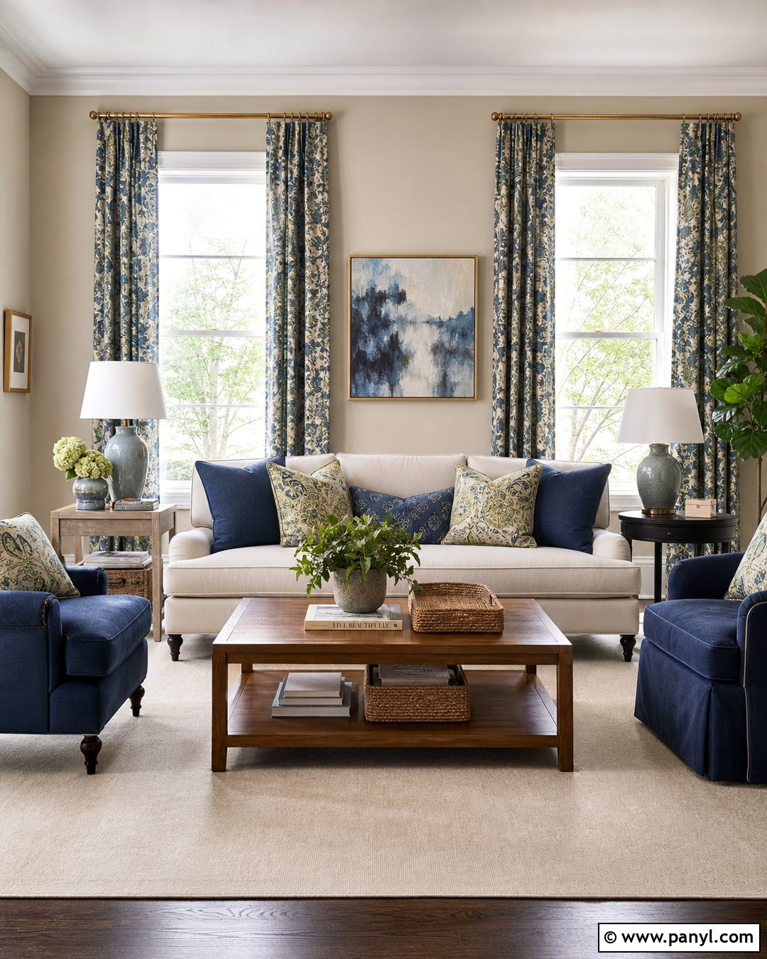 Beige Walls With Patterned Curtains - 50 beige walls