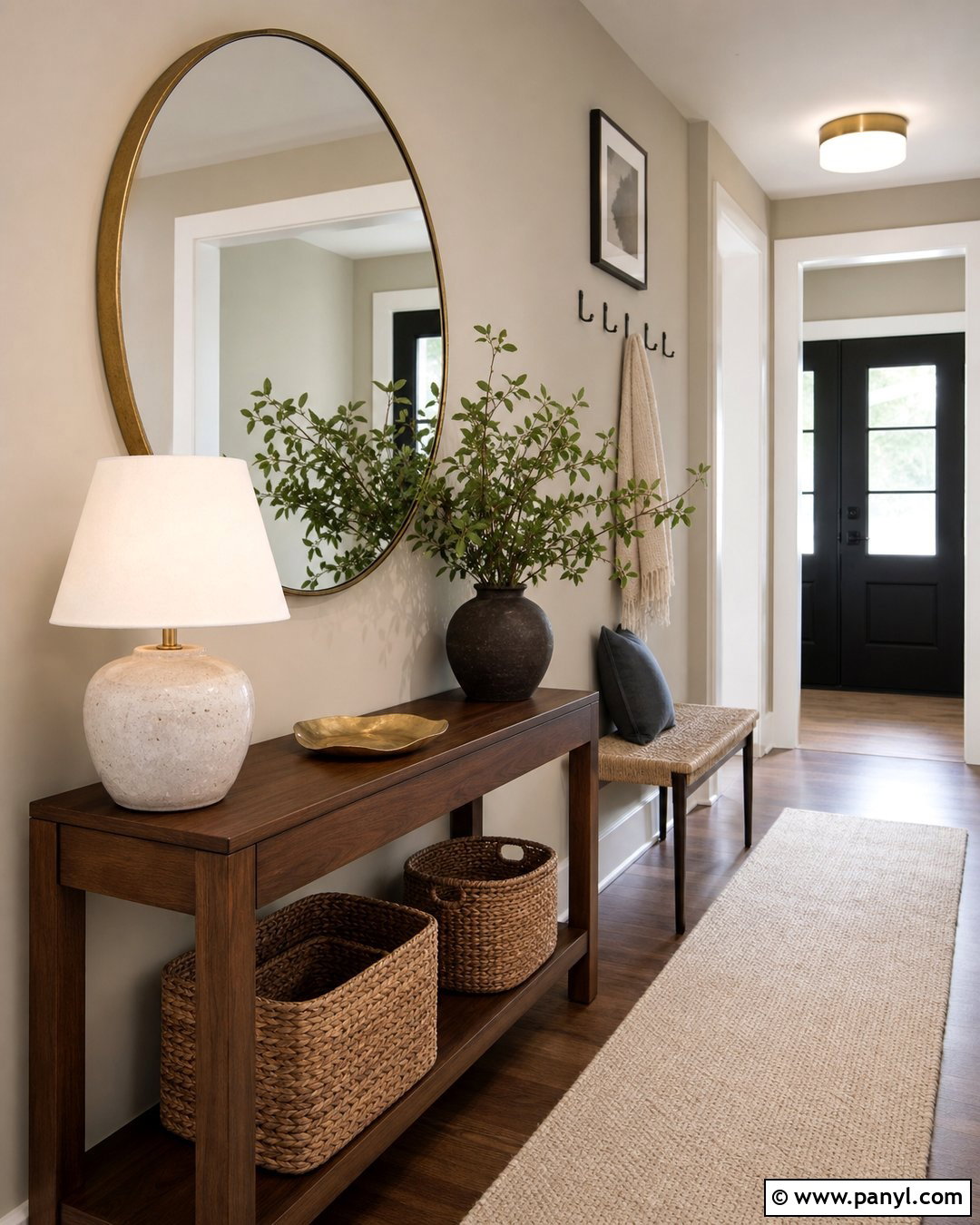 Beige Walls With Round Mirror - 50 beige walls