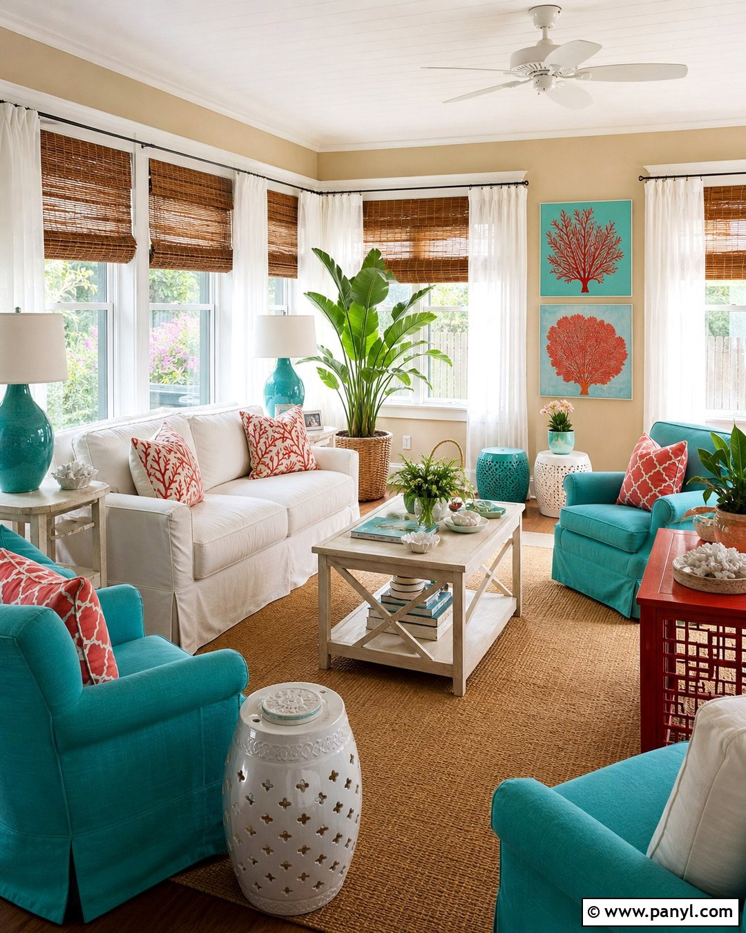 Beige Walls With Turquoise And Coral - 20 Beige Walls Color Scheme Ideas