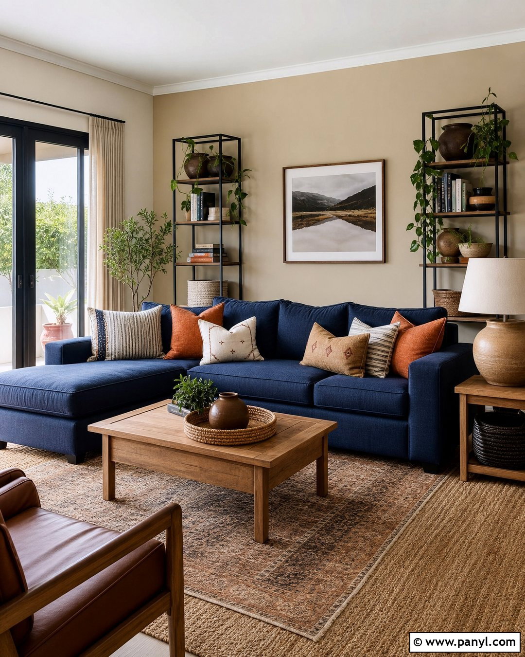 Beige Walls With a Blue Couch - 20 Blue Couch Wall Color Ideas