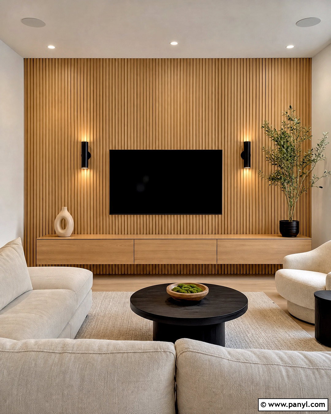 Beige Wood Slat Accent Wall - 20 beige accent wall ideas