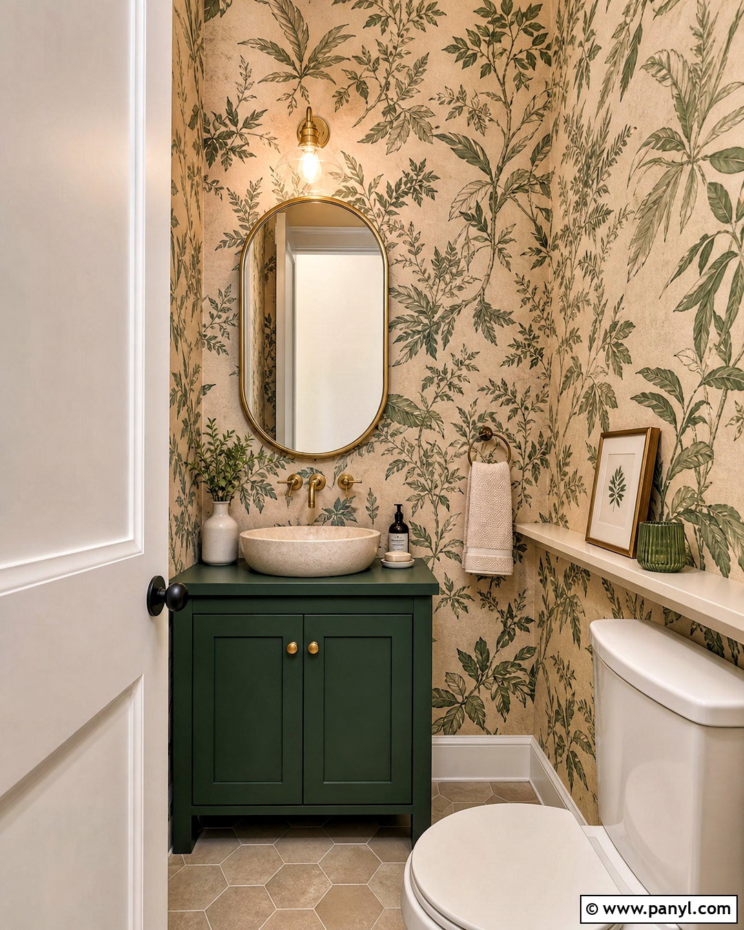 Beige and Green Powder Room - 20 beige and green bathroom ideas