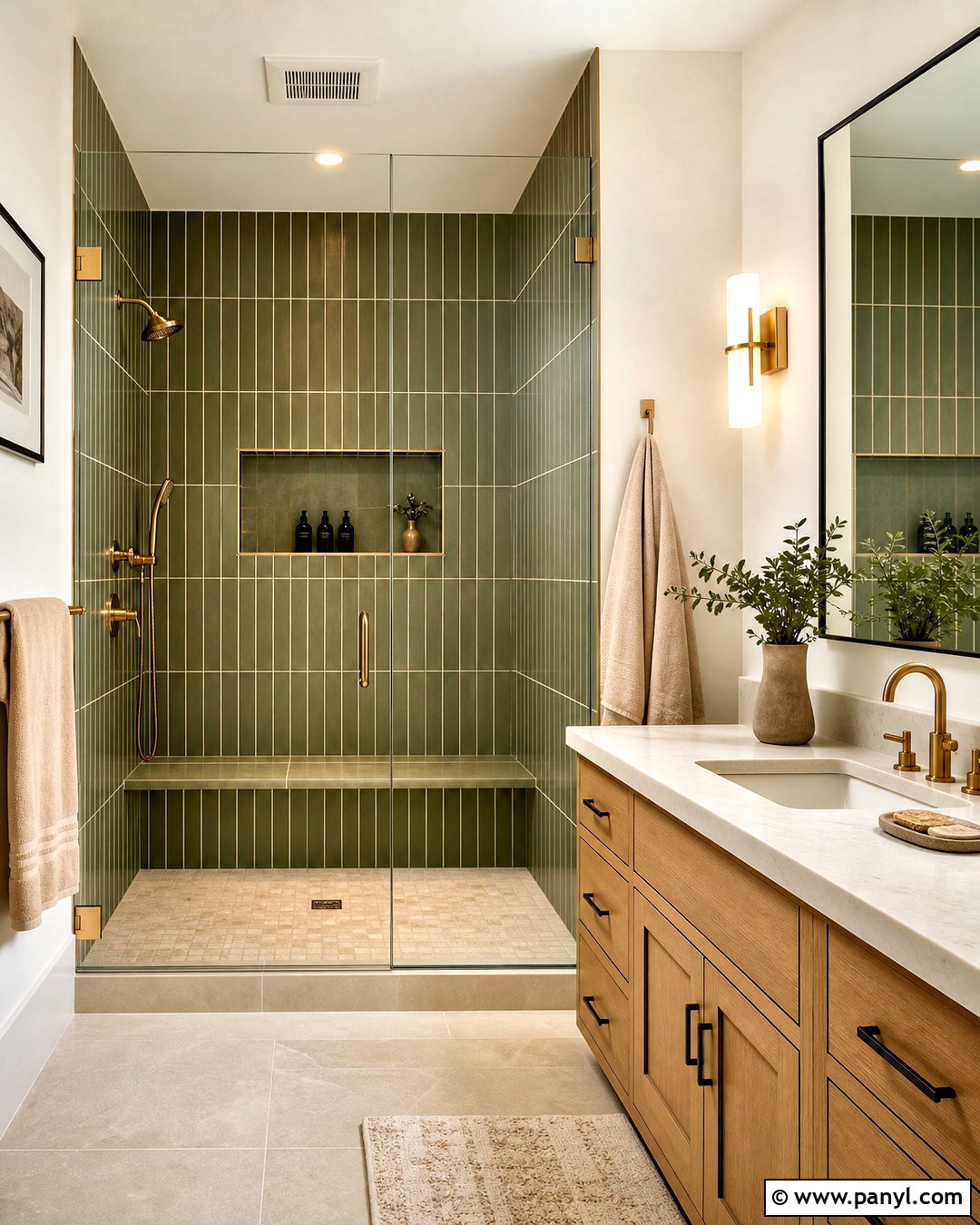 Beige and Green Shower Bathroom - 20 beige and green bathroom ideas