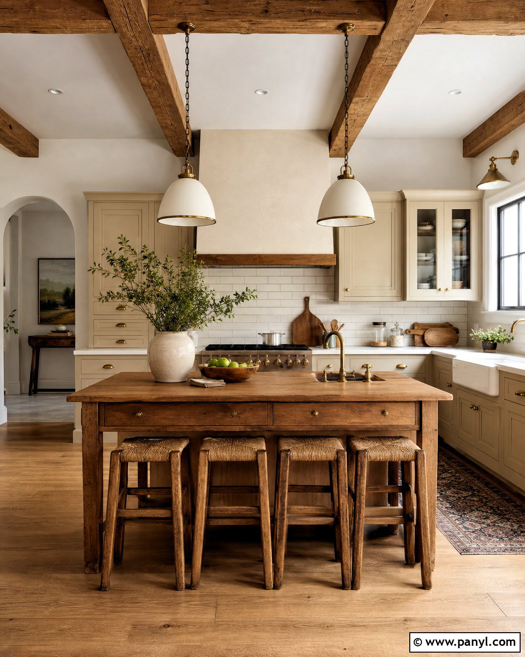 Beige and Wood Farmhouse Kitchen - 20 beige and wood kitchen ideas