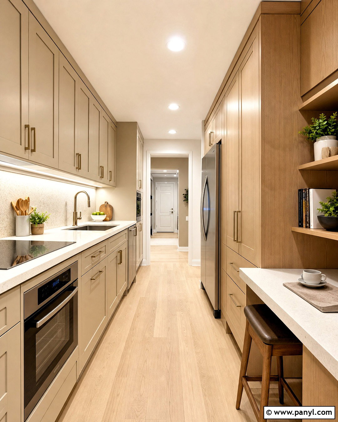 Beige and Wood Galley Kitchen - 20 beige and wood kitchen ideas