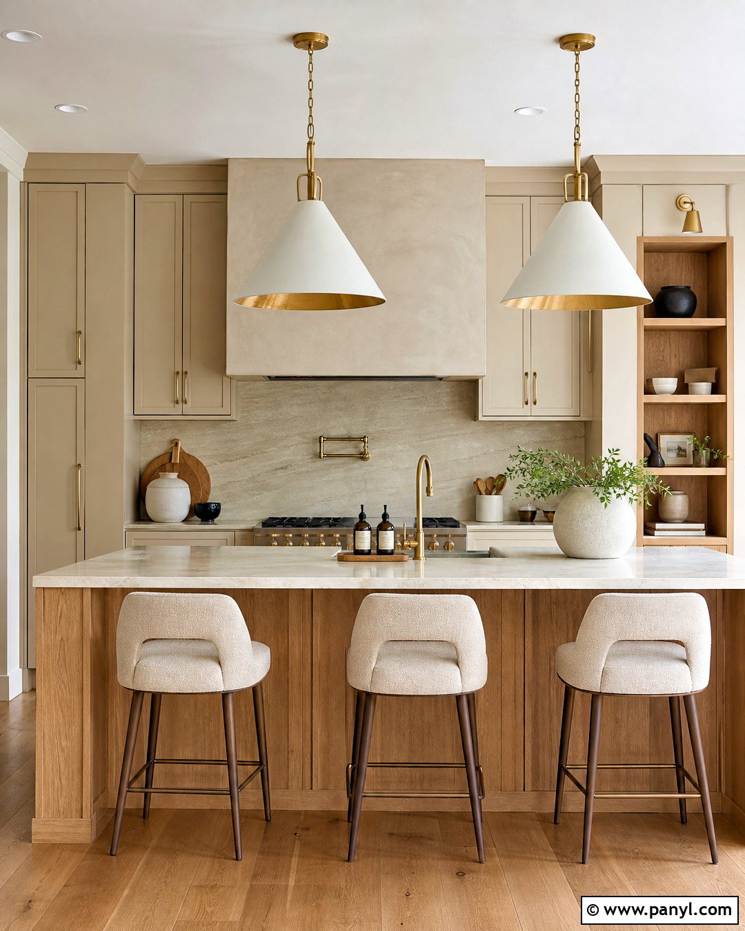 Beige and Wood Kitchen With Brass Hardware - 20 beige and wood kitchen ideas