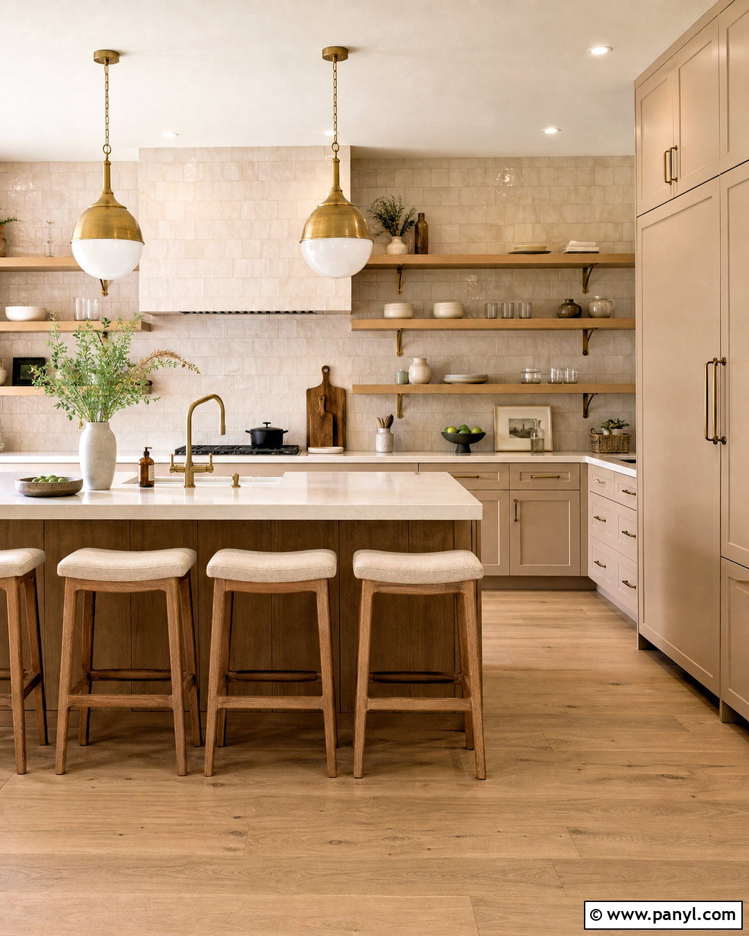 Beige and Wood Kitchen With Open Shelves - 20 beige and wood kitchen ideas