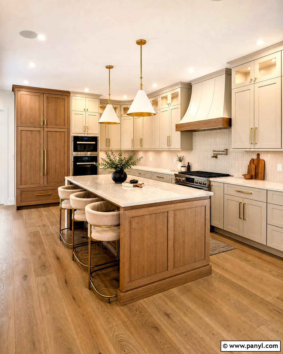 Beige and Wood L-Shaped Kitchen - 20 beige and wood kitchen ideas