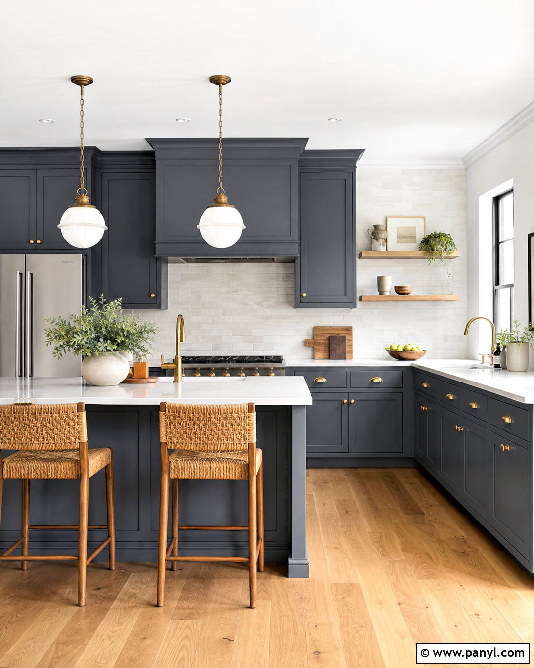 Benjamin Moore Brewster Gray Kitchen - 20 grey blue paint colors
