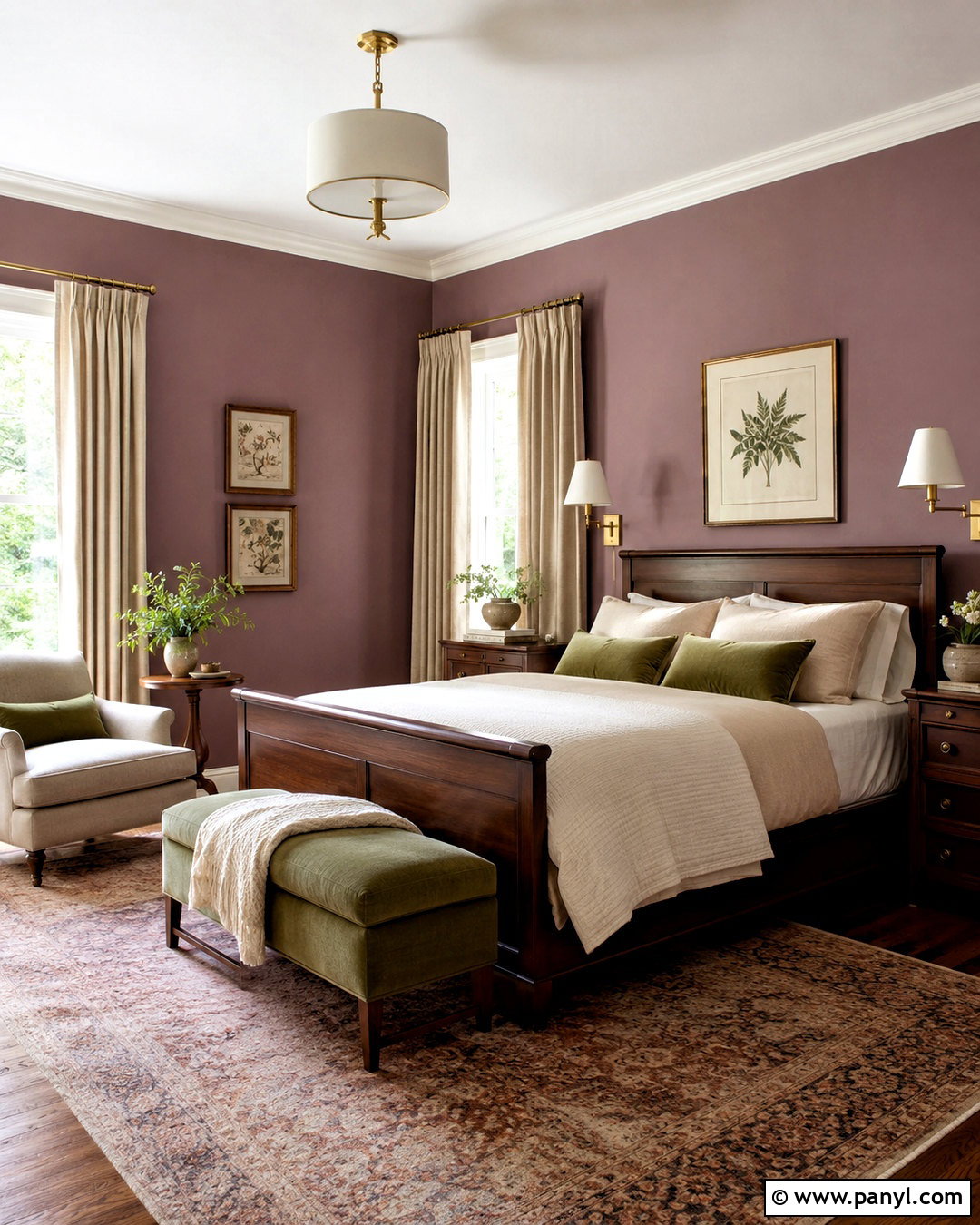 Benjamin Moore Central Mauve 1412 - 20 best purple bedroom paint colors