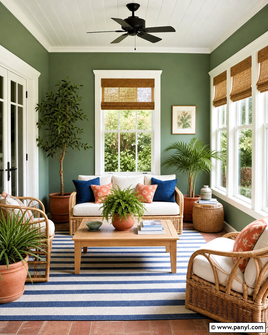Benjamin Moore Cushing Green Sunroom - 20 green paint colors
