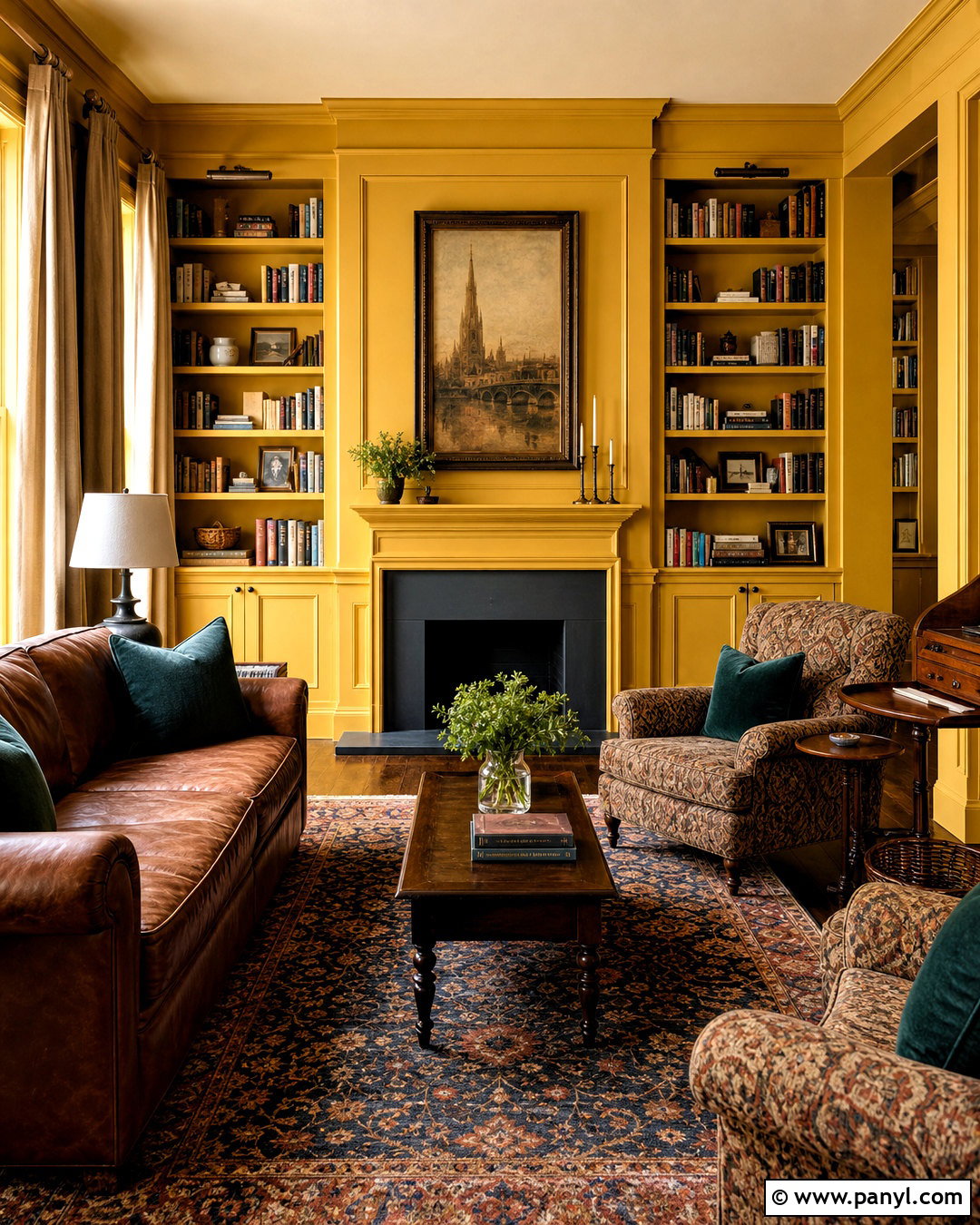 Benjamin Moore Gold Mine Home Library - 20 warm yellow paint colors