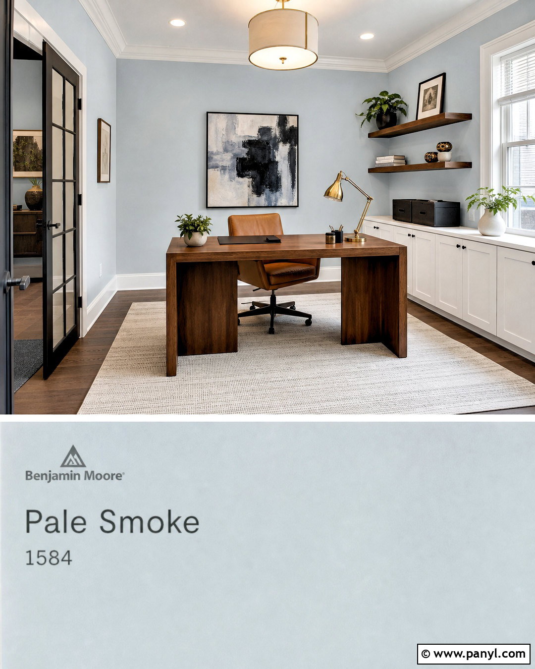 Benjamin Moore Pale Smoke Home Office - 20 grey blue paint colors