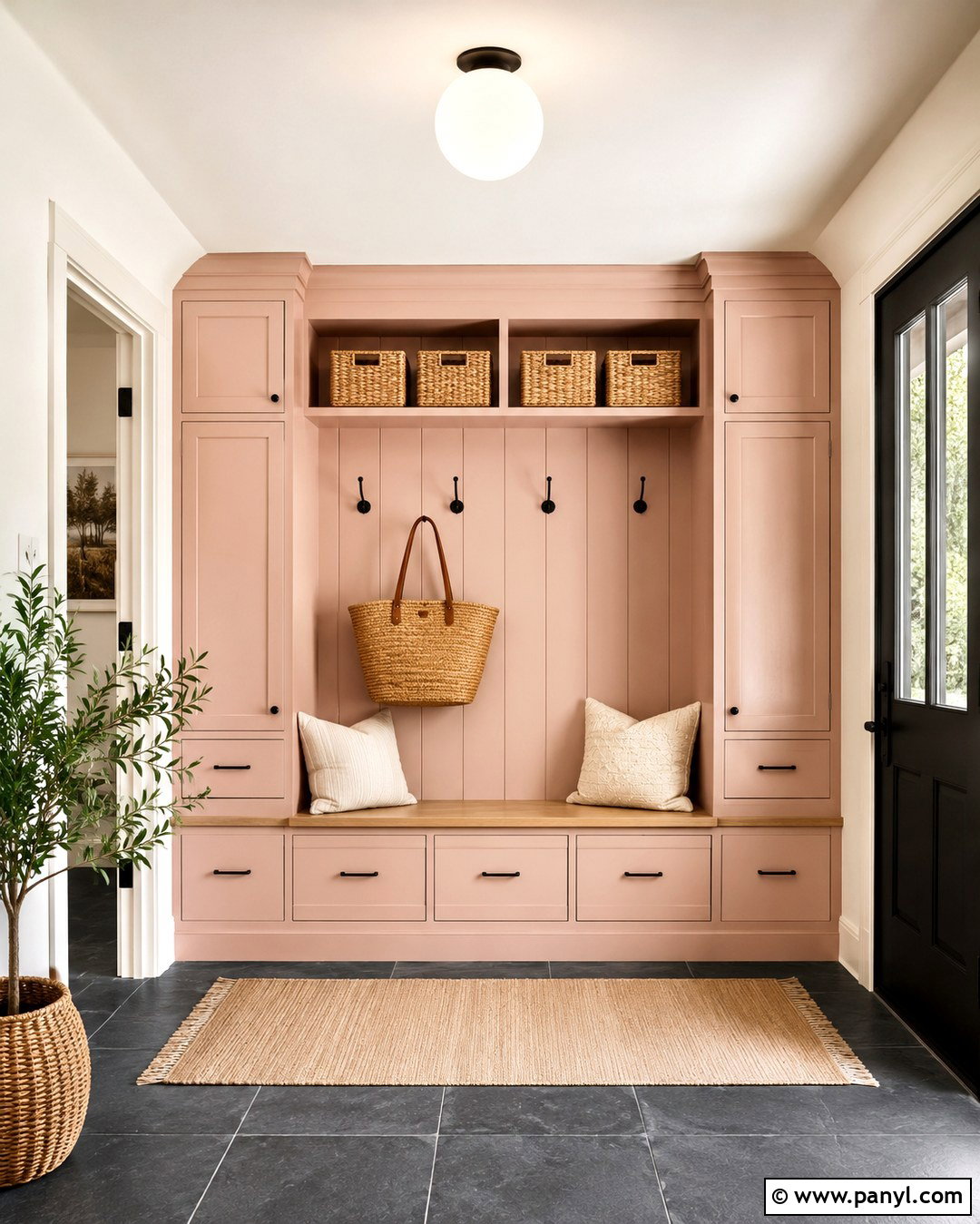 Benjamin Moore Peony Mudroom Cabinets - 20 Benjamin Moore Peony Ideas