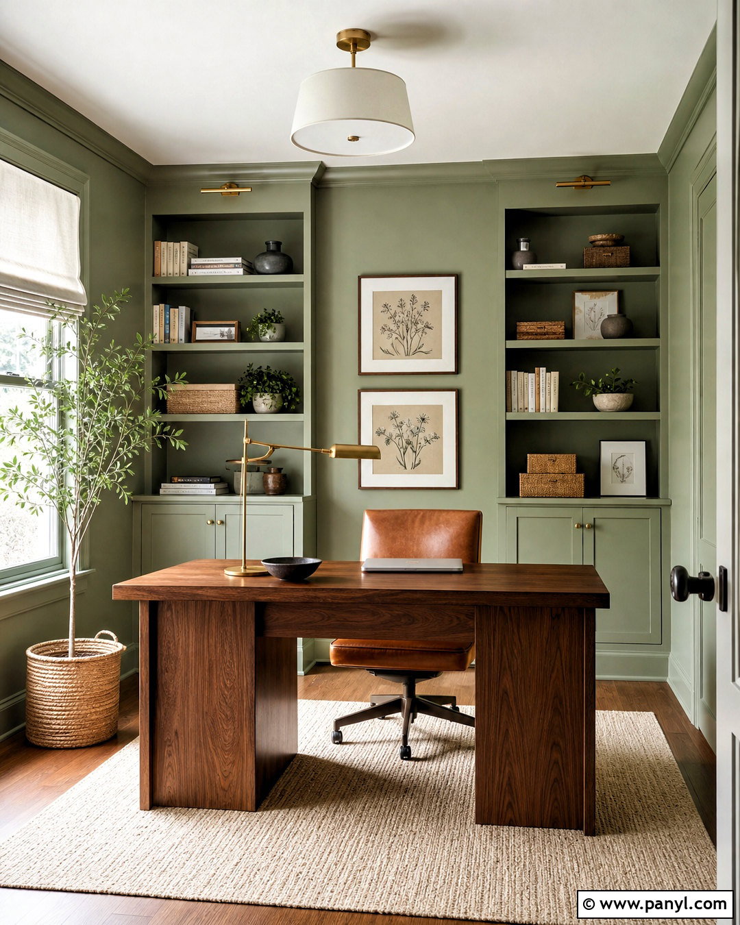 Benjamin Moore Soft Fern Green Home Office - 20 green paint colors