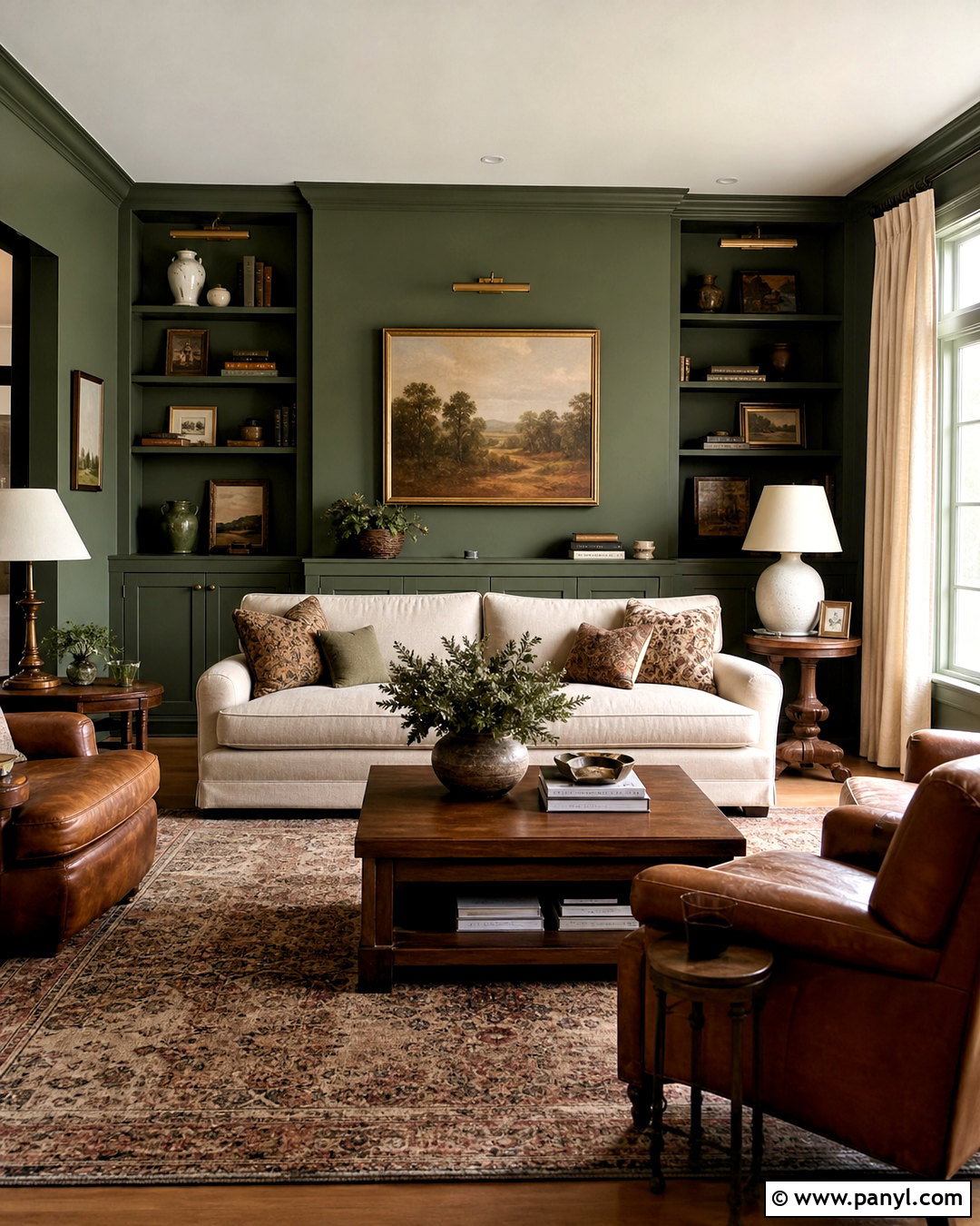 Benjamin Moore Vintage Vogue Green Living Room - 20 green paint colors