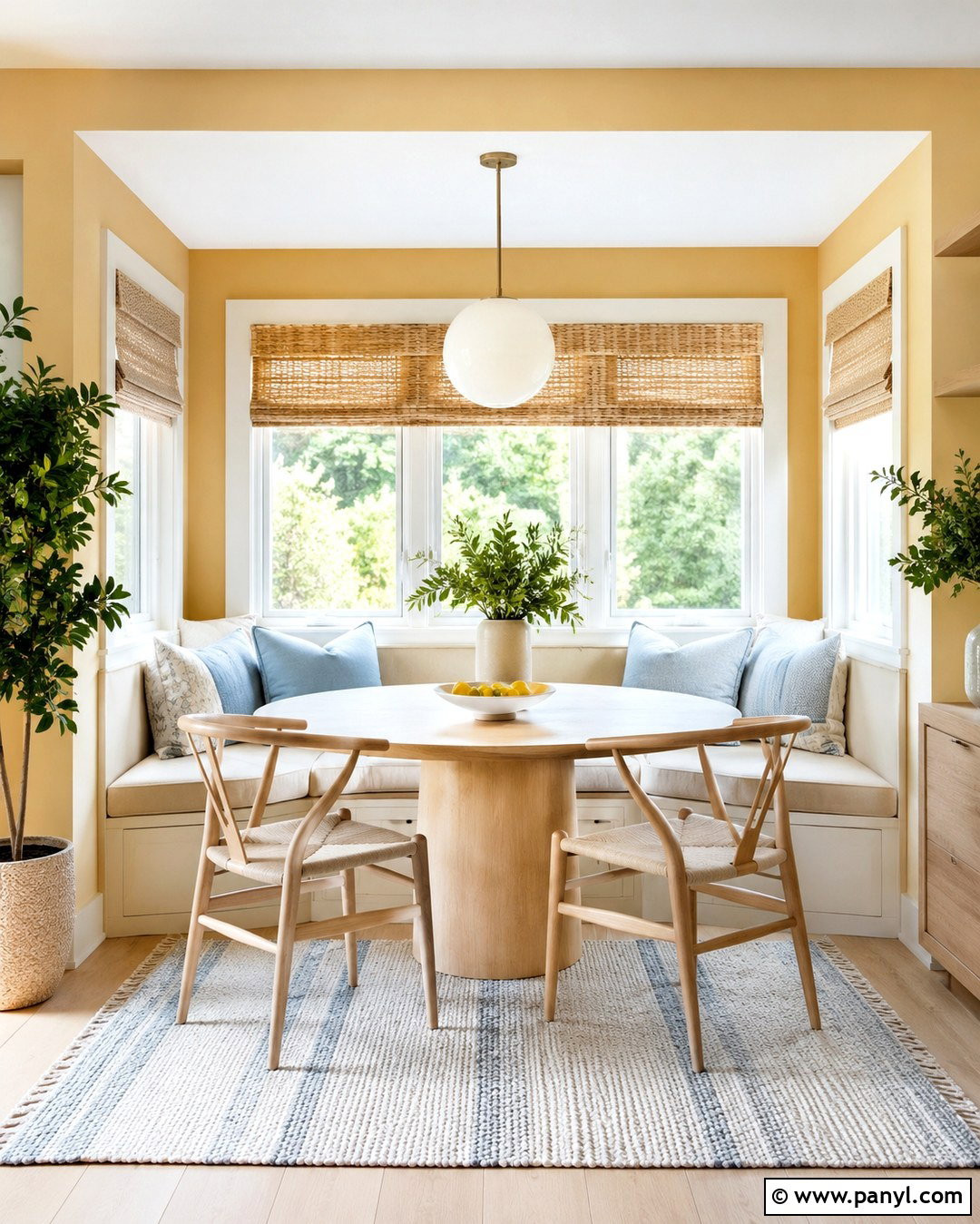 Birch And Muted Yellow Walls - 20 Wood And Wall Color Combination Ideas