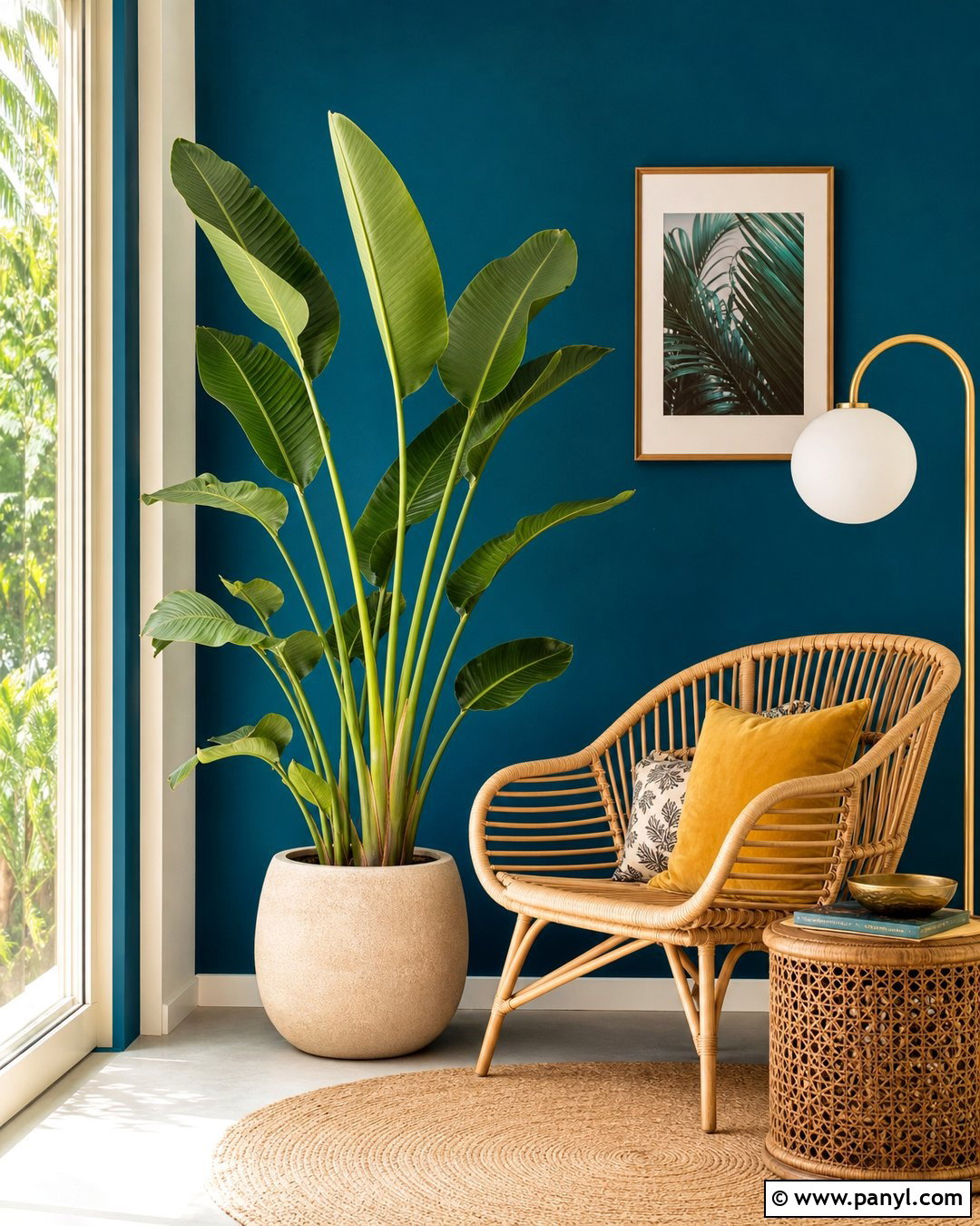 Bird Of Paradise Against Teal Blue Wall - 20 Green Plant Against Blue Wall Ideas