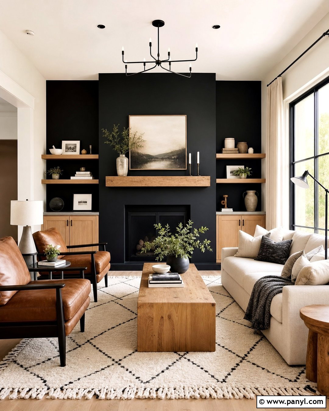 Black Accent Drawing Room Wall - 30 drawing room wall color ideas