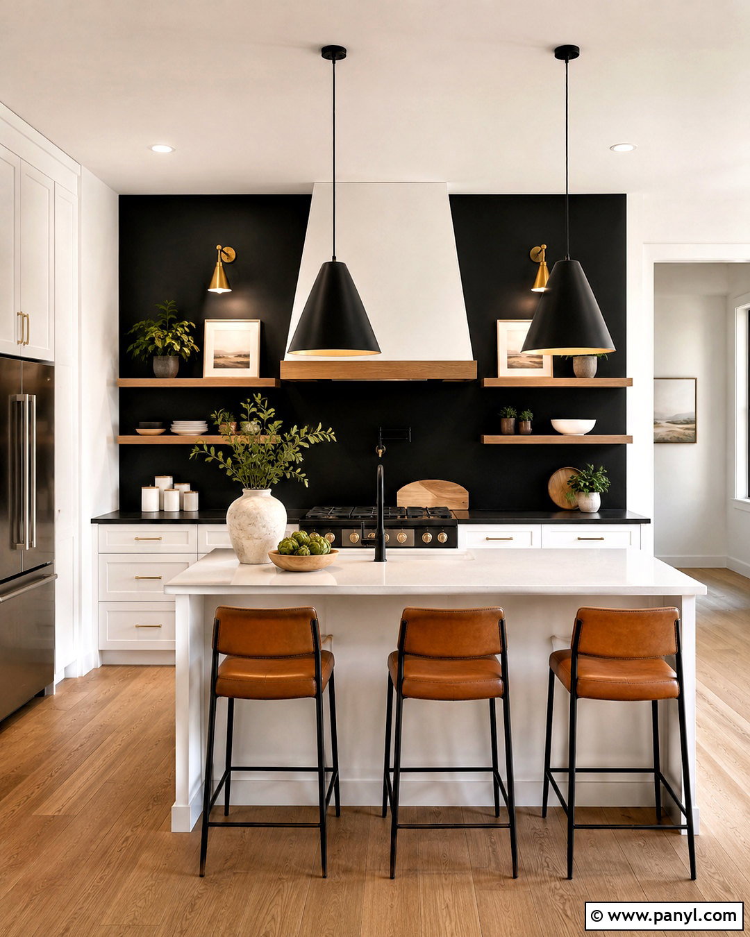 Black Accent Kitchen Wall - 20 Wall Color For Black And White Kitchen Ideas