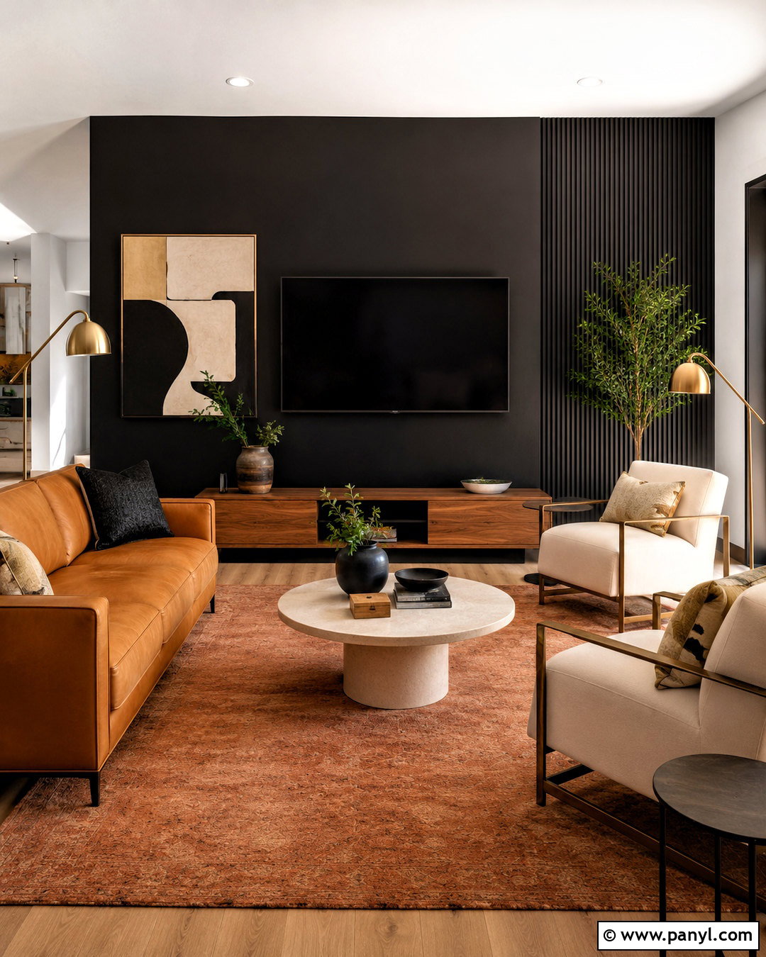 Black Accent TV Wall - 20 living room tv wall design ideas