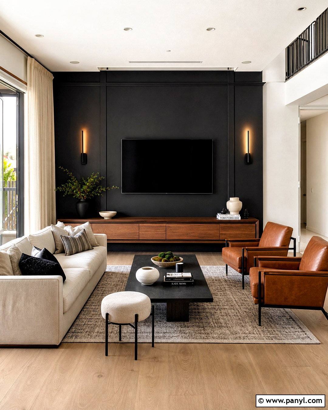 Black Accent TV Wall - 20 tv wall decor ideas