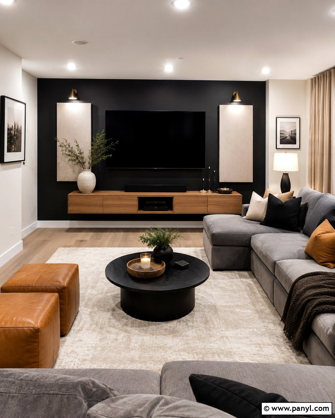 Black Accent Wall Basement Family Room - 20 Black Accent Wall Family Room Ideas