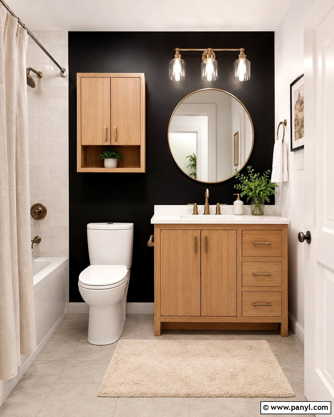 Black Accent Wall Bathroom - 20 Black Accent Wall Apartment Ideas