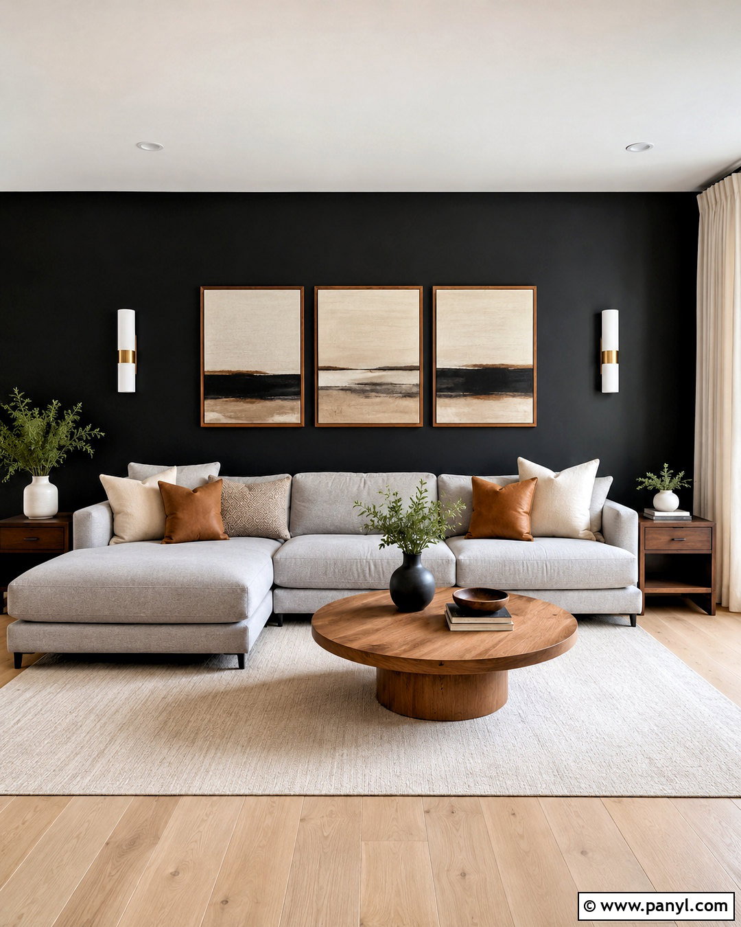 Black Accent Wall Behind Sofa - 40 black accent walls