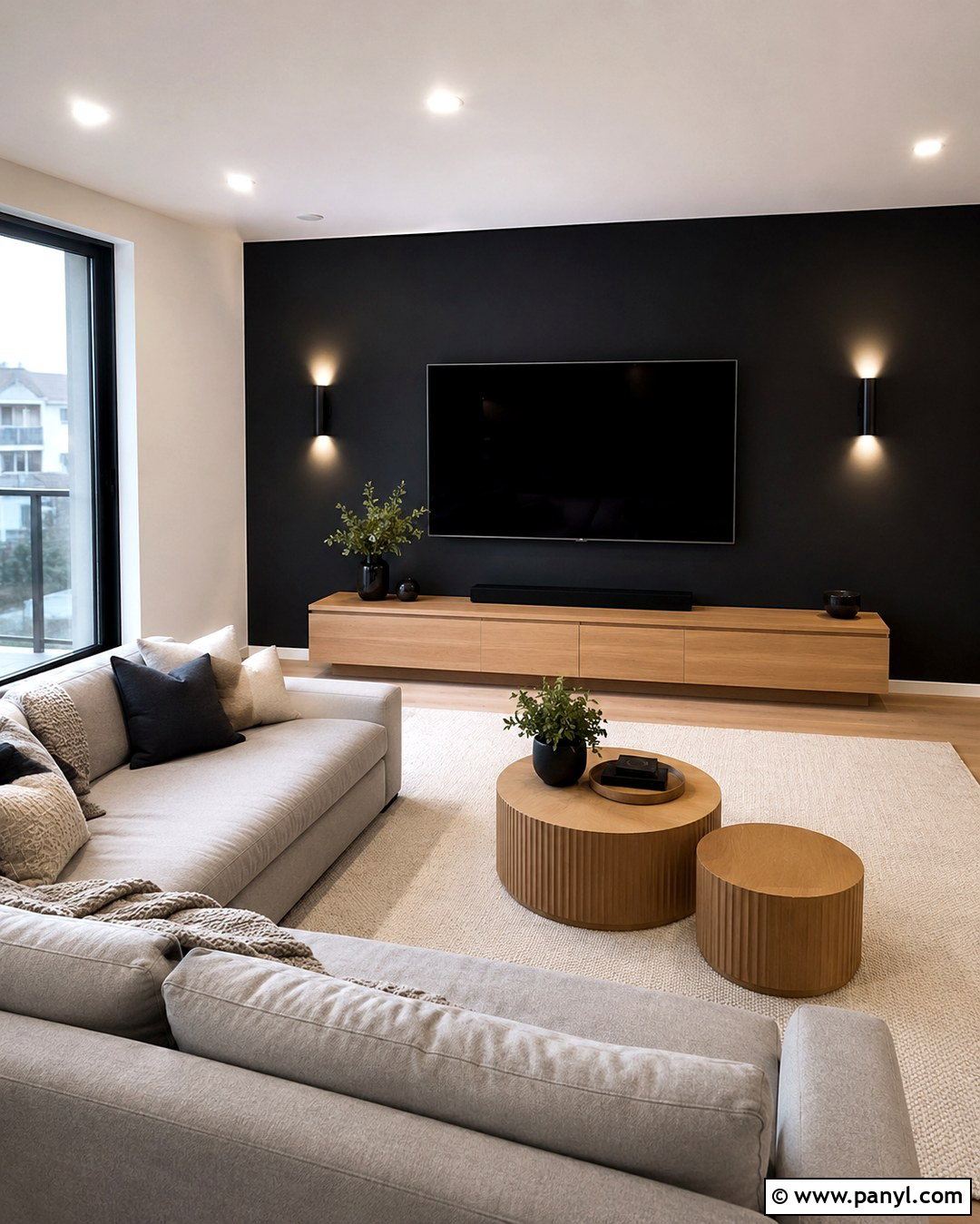 Black Accent Wall Behind TV - 20 Black Accent Wall Apartment Ideas