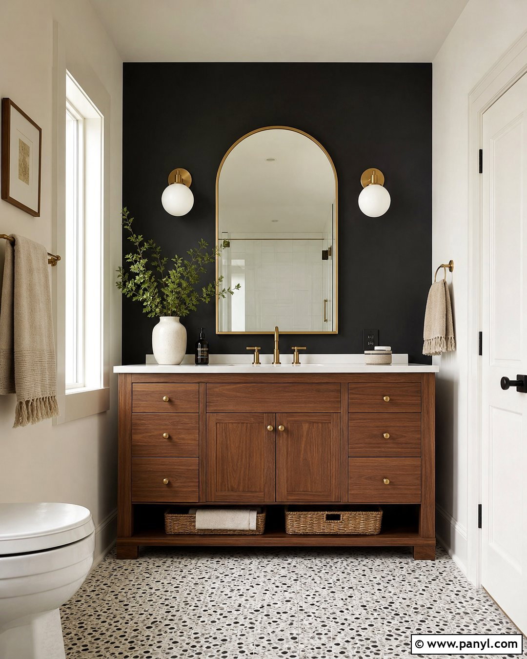 Black Accent Wall Behind Vanity - 35 Black Accent Wall Bathroom Ideas