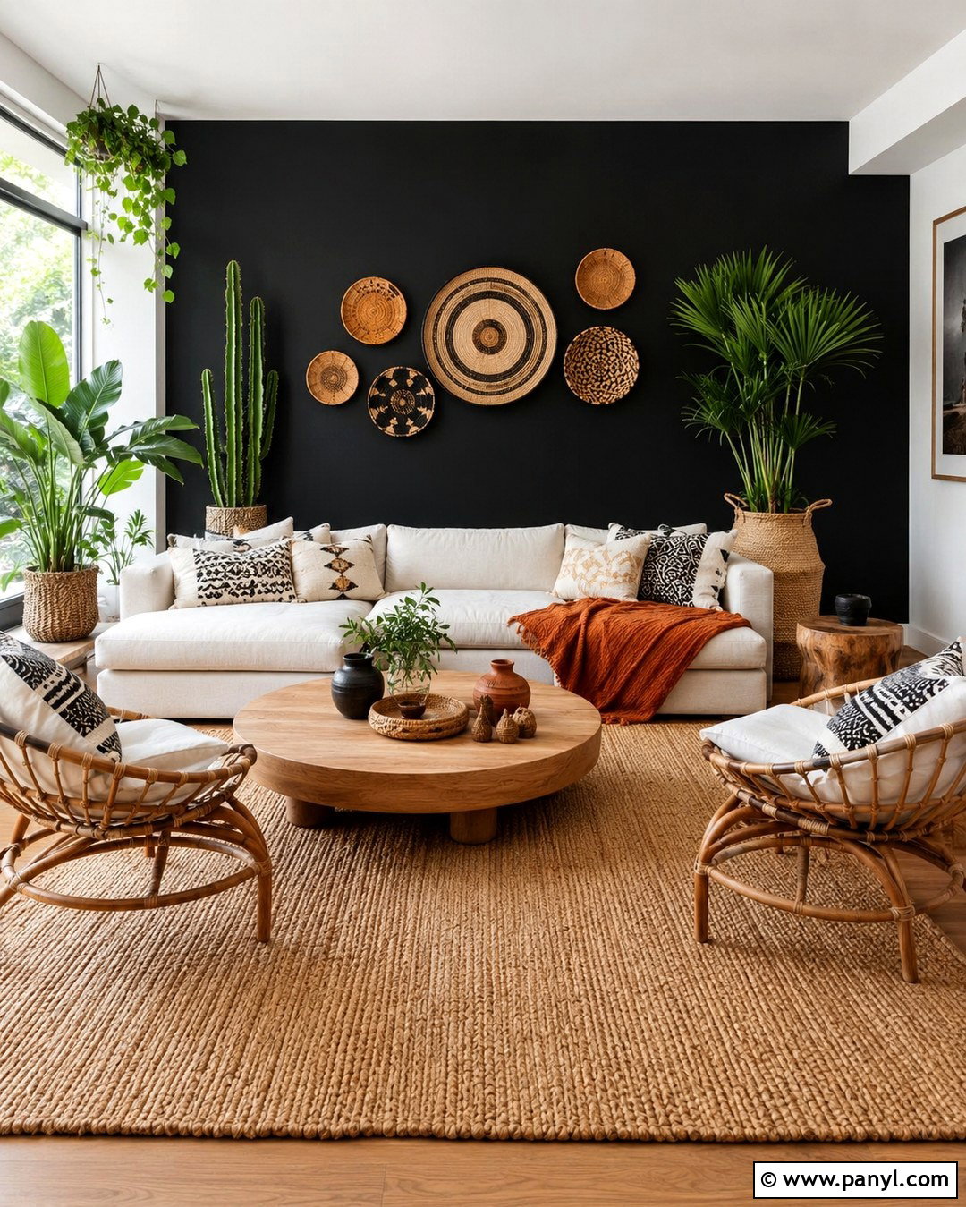 Black Accent Wall Boho Apartment - 20 Black Accent Wall Apartment Ideas