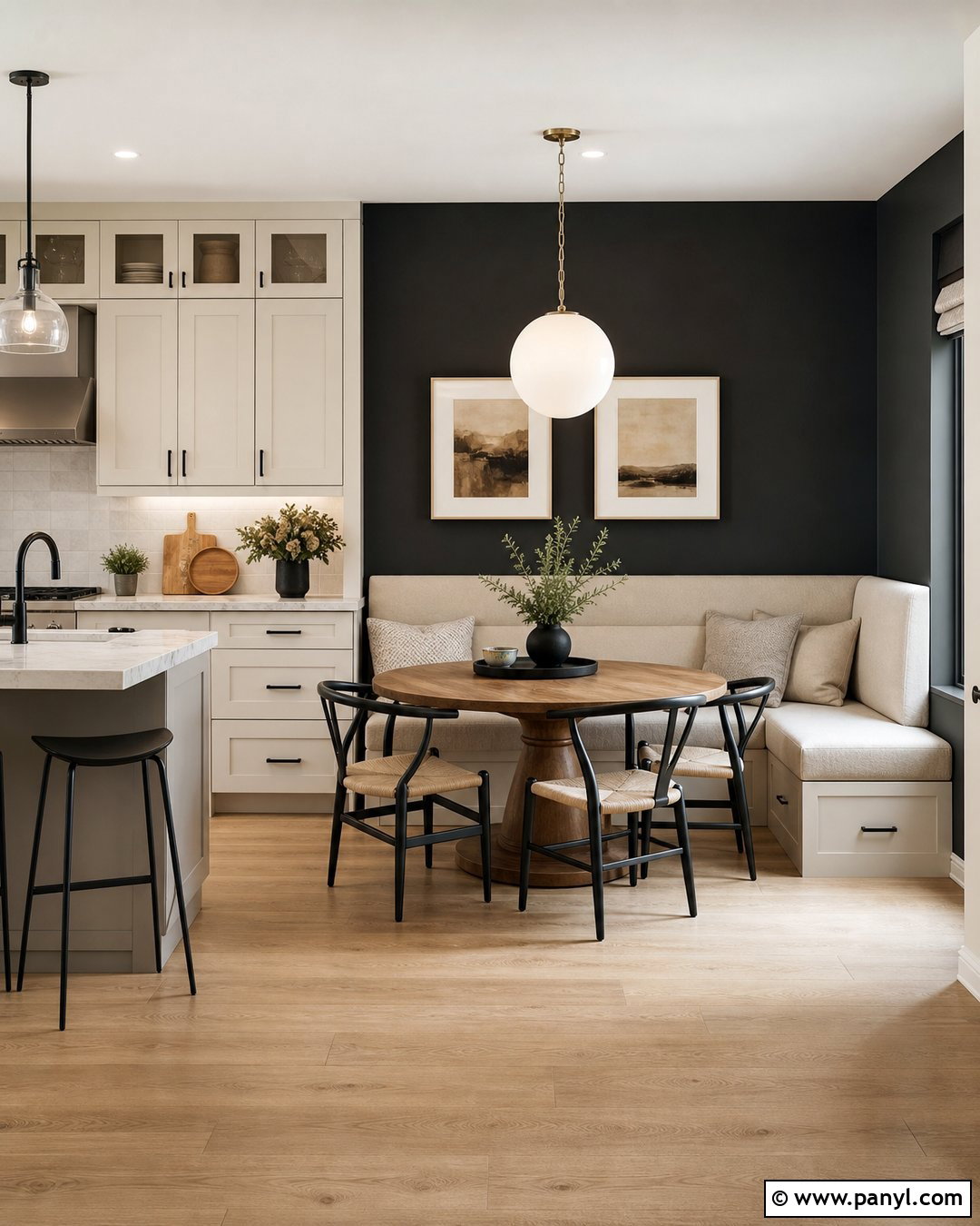 Black Accent Wall Breakfast Nook - 30 black accent wall kitchen ideas